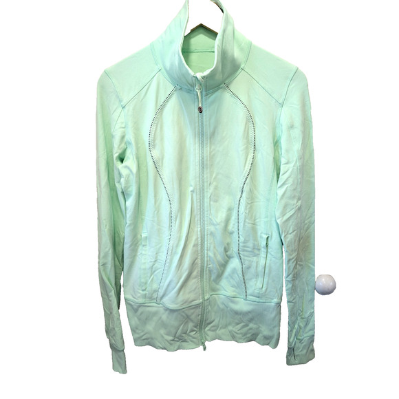 Lululemon Nice Asana Zip-Front Track Jacket Fresh Teal Mint Green Size 8 - Picture 1 of 12